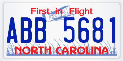 NC license plate ABB5681