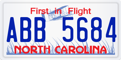 NC license plate ABB5684
