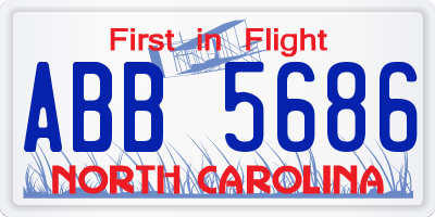 NC license plate ABB5686