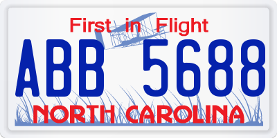 NC license plate ABB5688