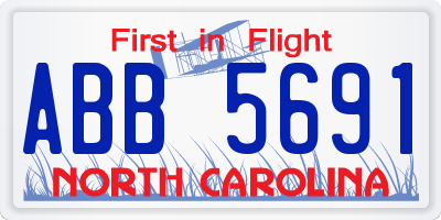 NC license plate ABB5691