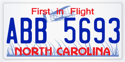 NC license plate ABB5693