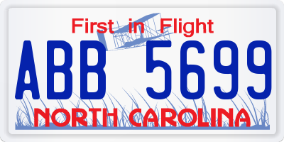 NC license plate ABB5699