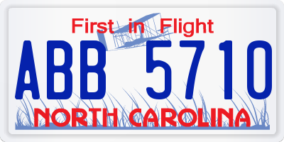 NC license plate ABB5710