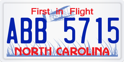NC license plate ABB5715