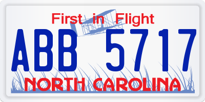 NC license plate ABB5717