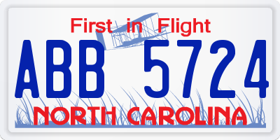 NC license plate ABB5724