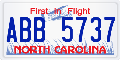 NC license plate ABB5737
