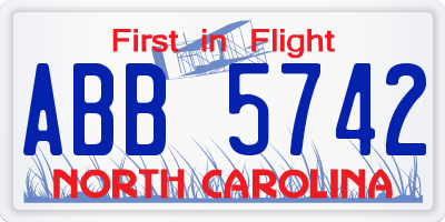 NC license plate ABB5742