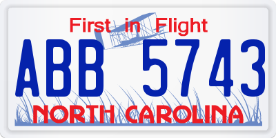 NC license plate ABB5743