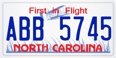NC license plate ABB5745