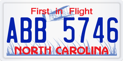 NC license plate ABB5746