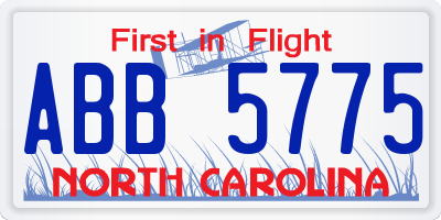 NC license plate ABB5775