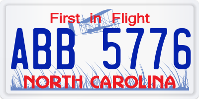 NC license plate ABB5776