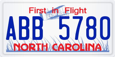 NC license plate ABB5780
