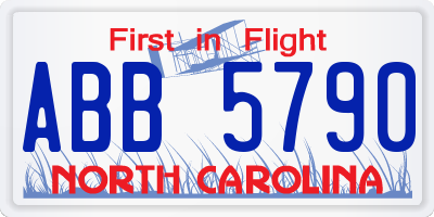 NC license plate ABB5790