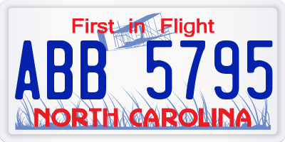NC license plate ABB5795
