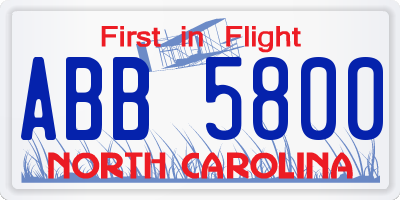 NC license plate ABB5800