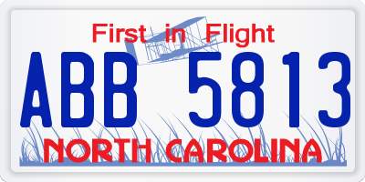 NC license plate ABB5813
