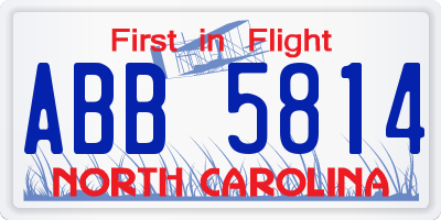 NC license plate ABB5814