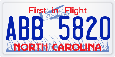 NC license plate ABB5820