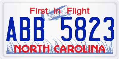 NC license plate ABB5823