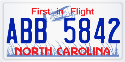 NC license plate ABB5842