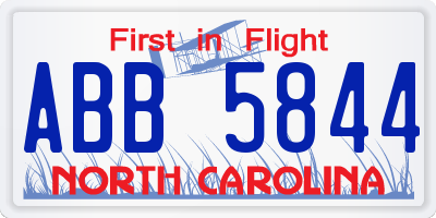 NC license plate ABB5844