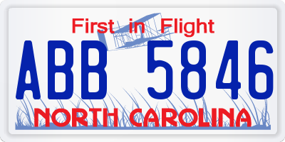 NC license plate ABB5846