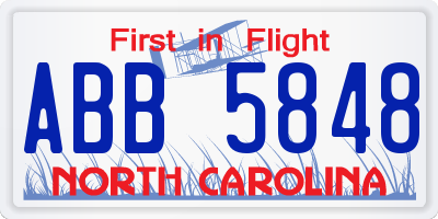 NC license plate ABB5848