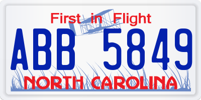NC license plate ABB5849