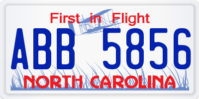 NC license plate ABB5856