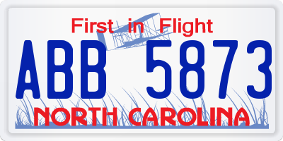 NC license plate ABB5873