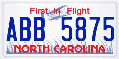 NC license plate ABB5875