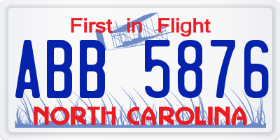 NC license plate ABB5876