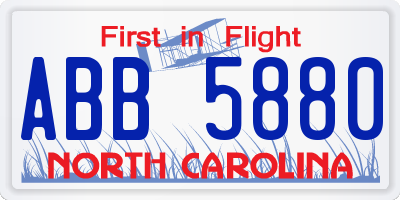 NC license plate ABB5880