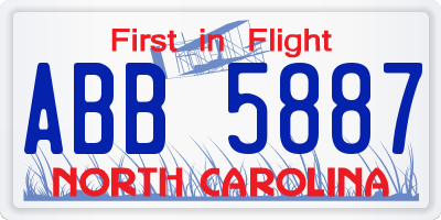 NC license plate ABB5887