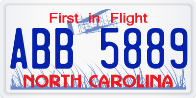 NC license plate ABB5889