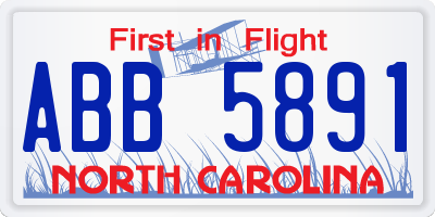 NC license plate ABB5891