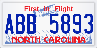 NC license plate ABB5893