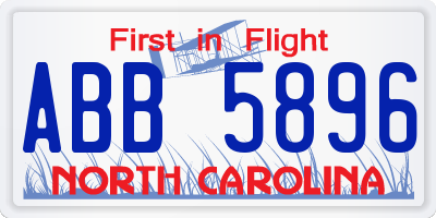NC license plate ABB5896