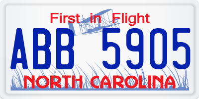 NC license plate ABB5905