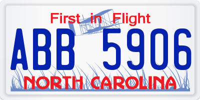 NC license plate ABB5906