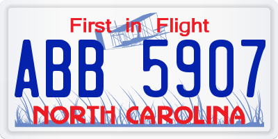NC license plate ABB5907
