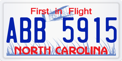 NC license plate ABB5915