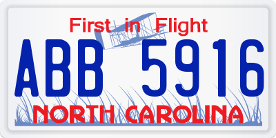 NC license plate ABB5916