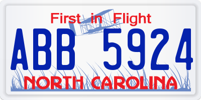 NC license plate ABB5924