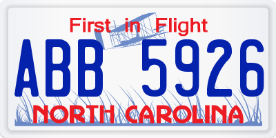 NC license plate ABB5926