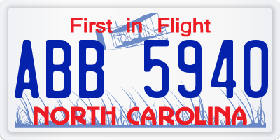 NC license plate ABB5940
