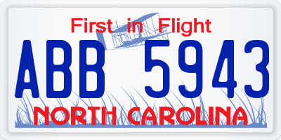 NC license plate ABB5943